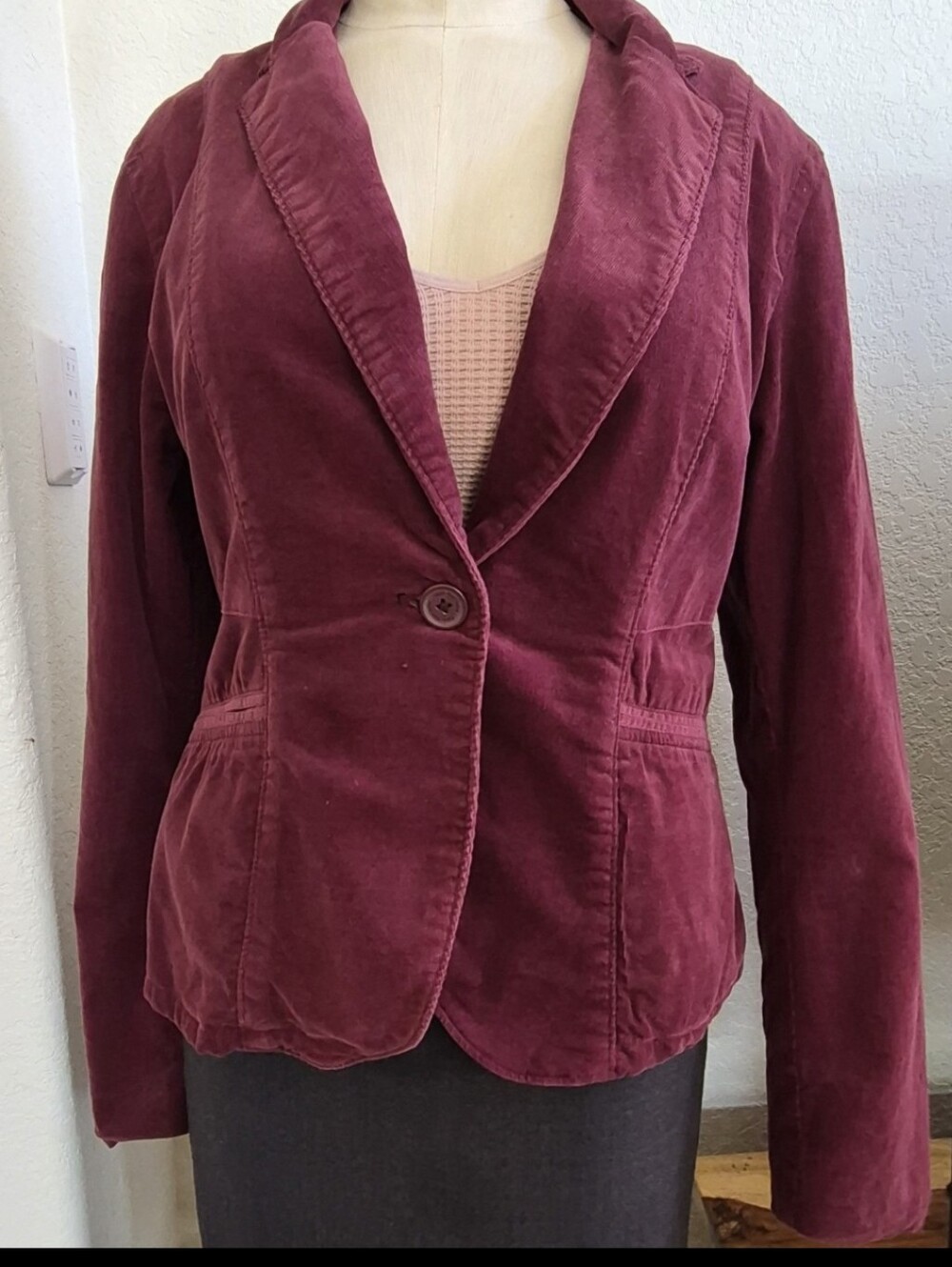 Calvin Klein Jeans Pinwale Corduroy Cotton One Button Jacket Sz M